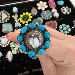 Sterling silver 925 Turquoise and Wild Horse Gemstone Ring